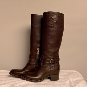 BRAND NEW PRADA knee high leather boots